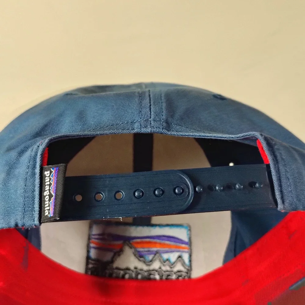 Patagonia Hat Cap Snap Back One Size Blue Red White Cotton Fitz Roy Logo